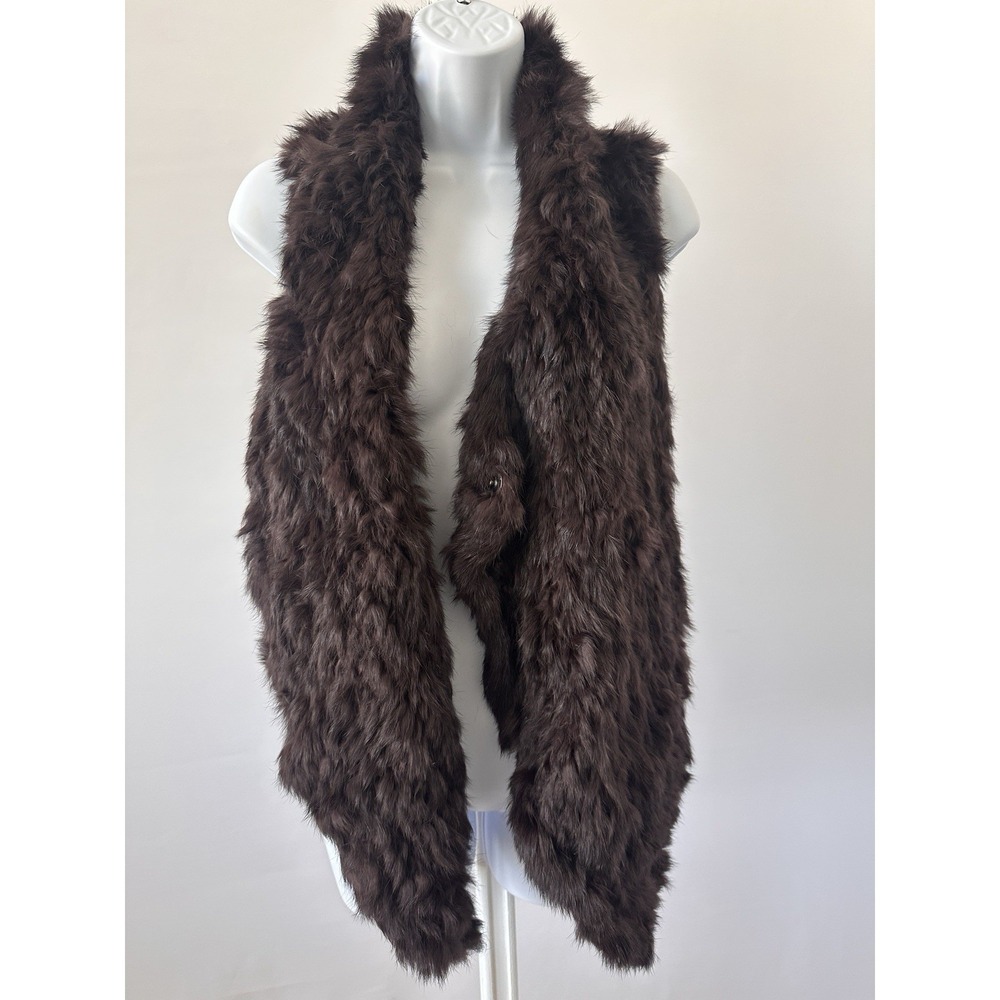 HALE BOB Women's Sz: M  Women's Rabbit Fur Vest Brown Mid-Length